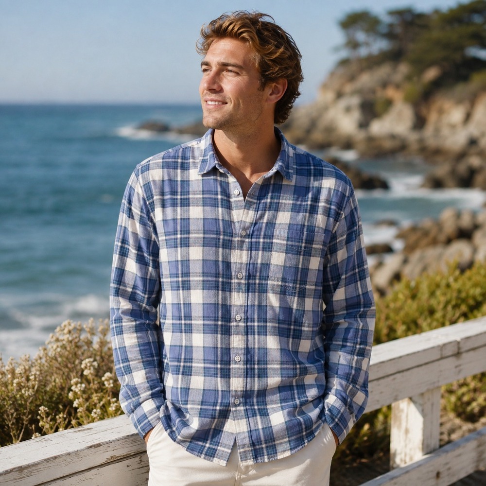 Rails Mens Wyatt Plaid Flannel Button Up Shirt Sz M Cotton Coastal Workwear